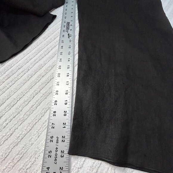 XiAO Womens High Rise Linen Pull-On Wide-Leg Cropped Pants Size Medium Black USA - Picture 7 of 7